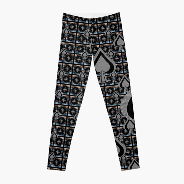 Best Seller Ace of Spades Leggings, Black & White Women Teens