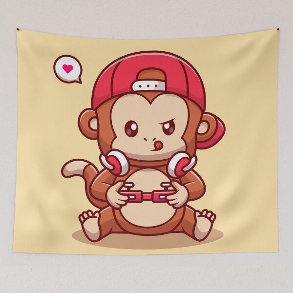 Item preview, Game On! Cute Monkey Gamer Playing Game Cartoon Vector Icon Illustration designed and sold by hjian8219.