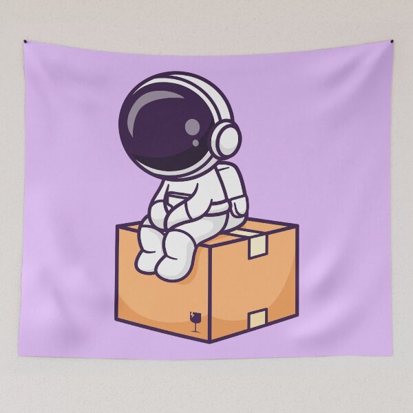 Item preview, Space Explorer at Play: Cute Astronaut Sitting in Cardboard Box Cartoon Vector Icon Illustration designed and sold by hjian8219.