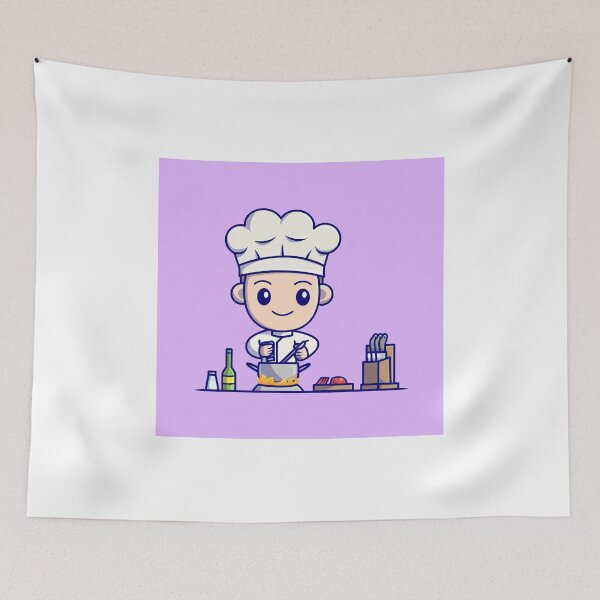 Item preview, Young Culinary Whiz: Cute Boy Chef in the Kitchen Cartoon designed and sold by hjian8219.