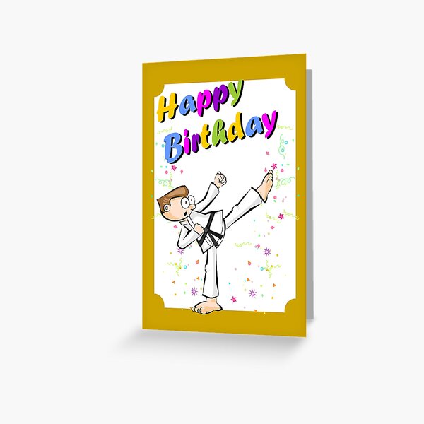 ANY NAME MALE - PERSONALISED FUN BIRTHDAY CARD KARATE GLOSS FINISH NEW 