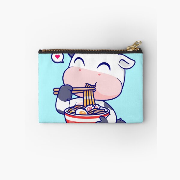 Item preview, The Noodle-Loving Cow: Cute Cow Eating Ramen Noodle Cartoon Vector Icon Illustration designed and sold by hjian8219.