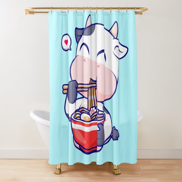 Item preview, The Noodle-Loving Cow: Cute Cow Eating Ramen Noodle Cartoon Vector Icon Illustration designed and sold by hjian8219.