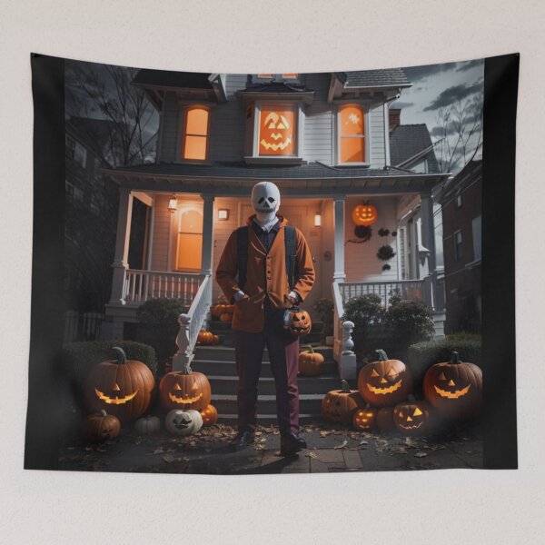 Item preview, Spooky Pumpkin Head Mask Serial Killer - Halloween Murder House designed and sold by Allomensiaa.