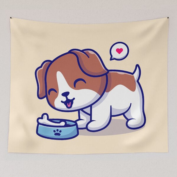 Item preview, Hungry Pup's Delight: Cute Dog Eating Bone Cartoon Vector Icon Illustration designed and sold by hjian8219.