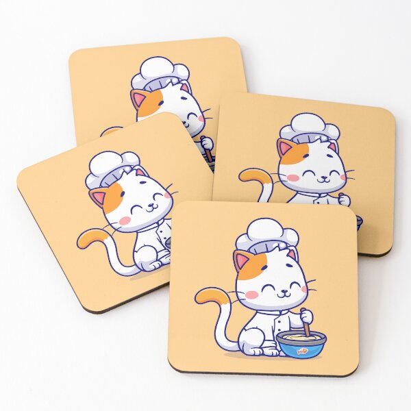 Item preview, Whiskers in the Kitchen: Cute Cat Chef Cooking Cartoon Vector Icon Illustration designed and sold by hjian8219.