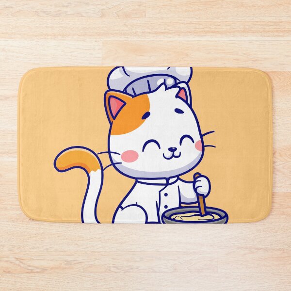 Item preview, Whiskers in the Kitchen: Cute Cat Chef Cooking Cartoon Vector Icon Illustration designed and sold by hjian8219.