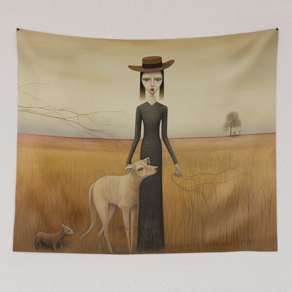 Item preview, Woman and Pets on Grassy Plain designed and sold by YoPedro.