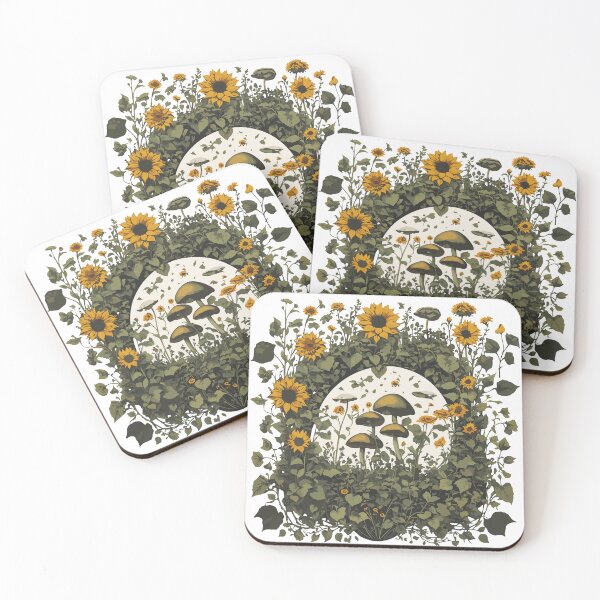 Item preview, Vintage aesthetic Sunflowers & Mushrooms  designed and sold by LoFiArtFart.
