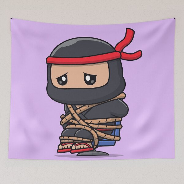 Item preview, Ninja's Chair of Challenge: Cute Ninja Tied to a Chair Cartoon Vector Icon Illustration designed and sold by hjian8219.