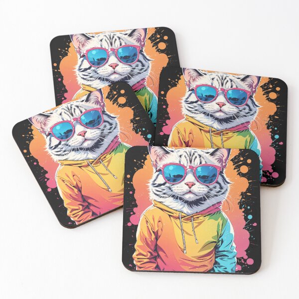 Item preview, White Cat wearing glasses designed and sold by MythicalSticker.
