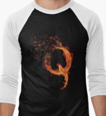 QAnon Fiery Q For Conspiracy Lightning Theorist T-Shirt by Scralandore Design Men's Baseball ¾ T-Shirt