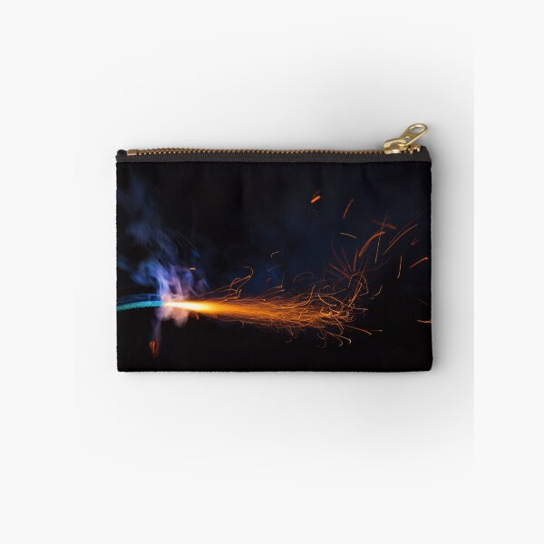 Item preview, Burning fuse with sparks and blue smoke isolated on black background designed and sold by Lukasz Szczepanski.