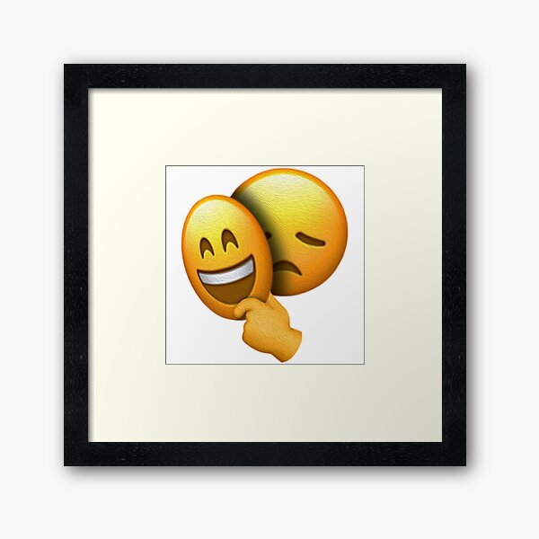 Download Emoji Sad Face Under Happy Mask Framed Art Print By Hyperdeath Redbubble Yellowimages Mockups