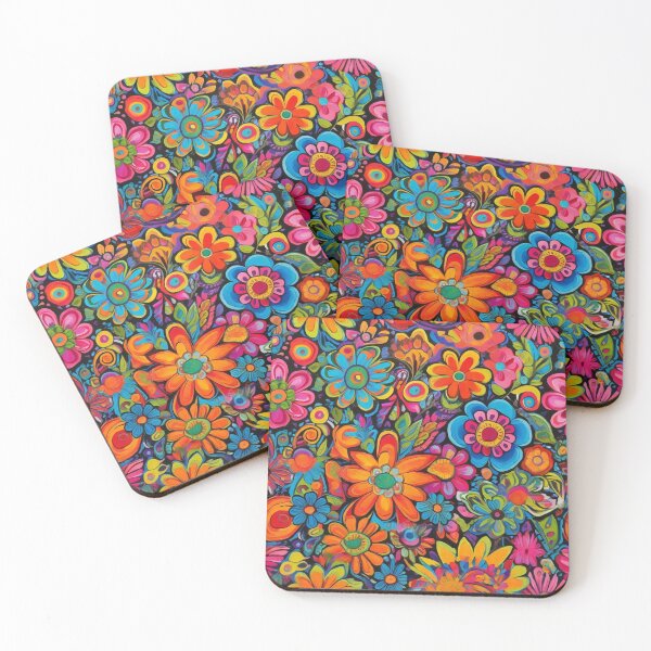 Item preview, Flower Power Colourful Floral Pattern Pinterest Aesthetic designed and sold by druidwolfart.