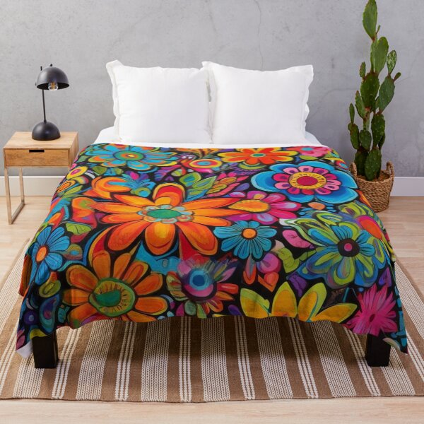 Artikelvorschau, Flower Power Buntes Blumenmuster Pinterest Ästhetik entworfen und verkauft von druidwolfart.