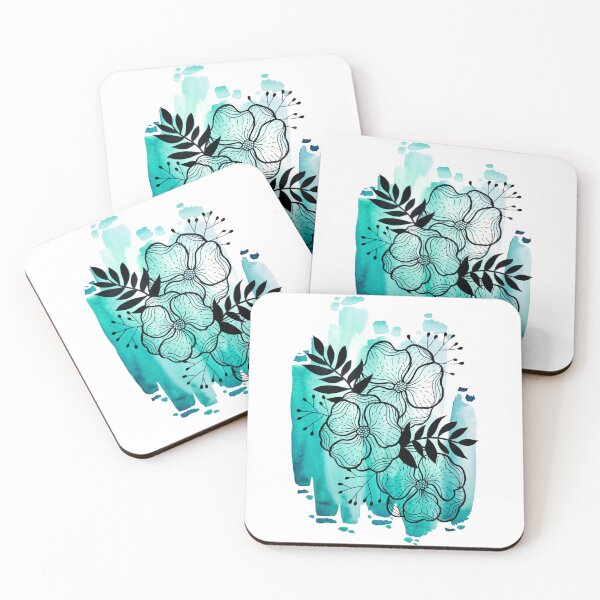 Item preview, Turquoise Watercolor Flowers Duda designed and sold by BEATRIZKOBORI.