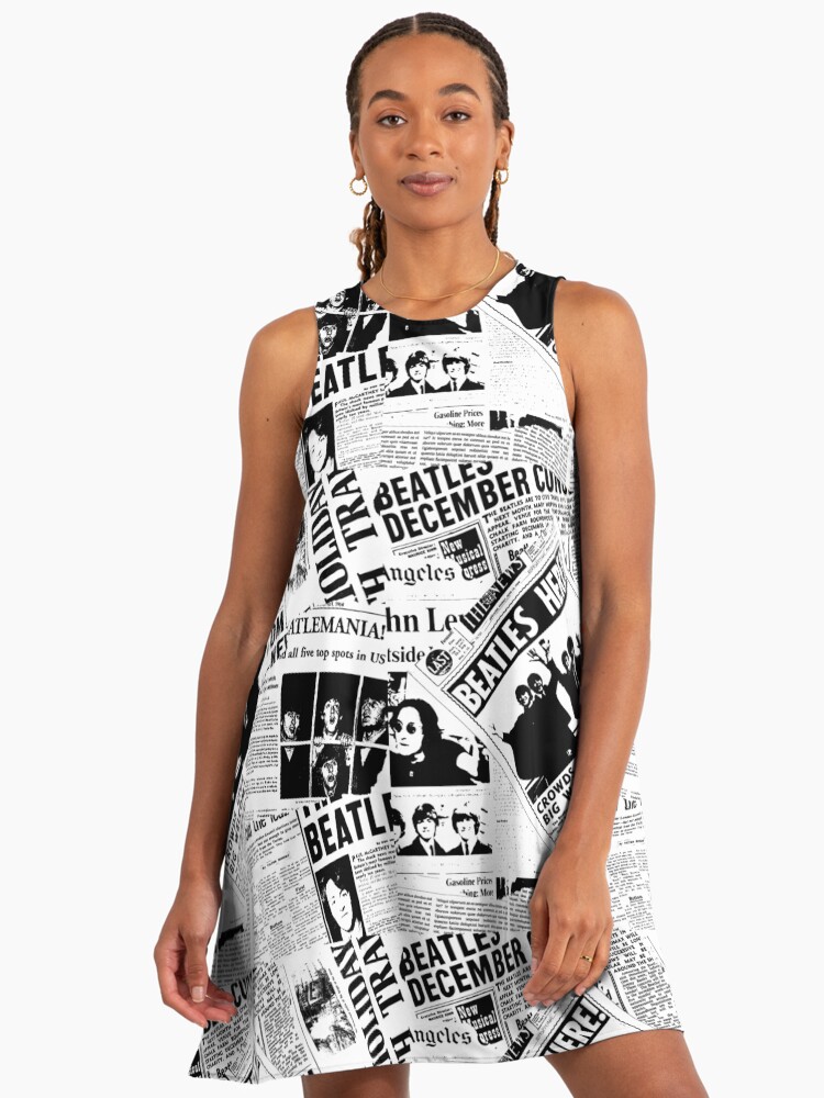 Vintage Beatles Newspaper Pattern" A-Line Dress for Sale by PattenMonster |  Redbubble