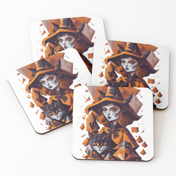 Item preview, Halloween Witch With Cat In Geometric Style  designed and sold by LeonardTHinton.