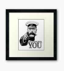 World War One, Lord Kitchener, WW1, Your Country needs you! Recruitment Poster Framed Print