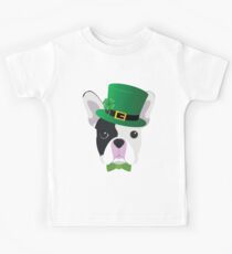 French Bulldog Dog With Green Hat Shamrock Funny Patrick Day Gift Kids Tee