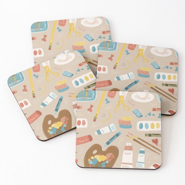 Item preview, Creative corner in blues, yellows, and oranges on tan designed and sold by katerosestudios.