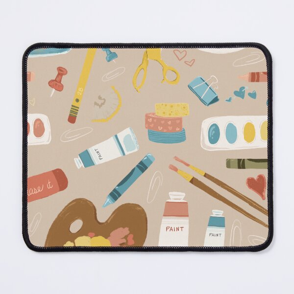 Item preview, Creative corner in blues, yellows, and oranges on tan designed and sold by katerosestudios.