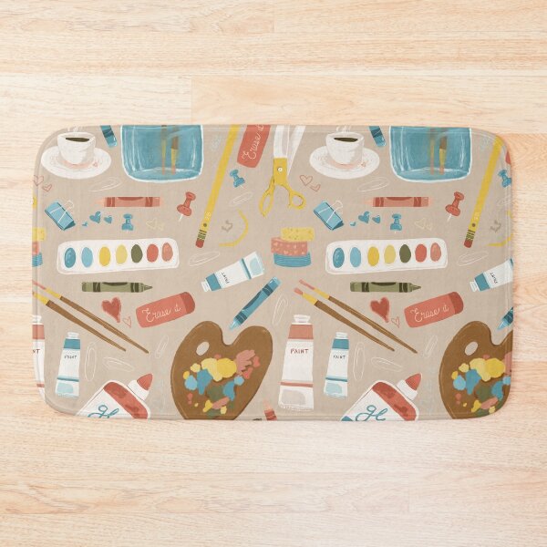 Item preview, Creative corner in blues, yellows, and oranges on tan designed and sold by katerosestudios.
