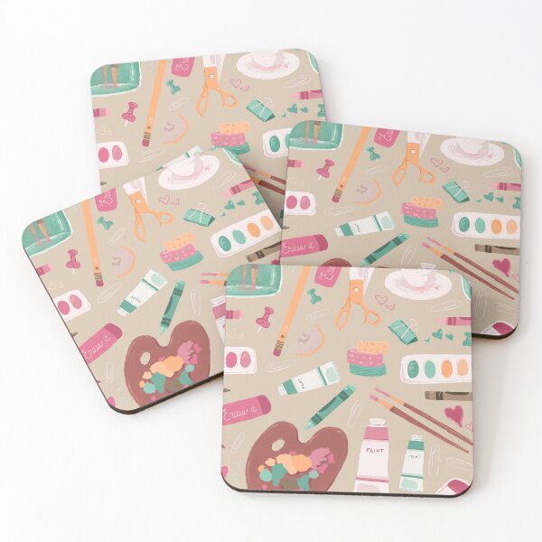 Item preview, Creative corner in yellows, pinks, greens on tan  designed and sold by katerosestudios.
