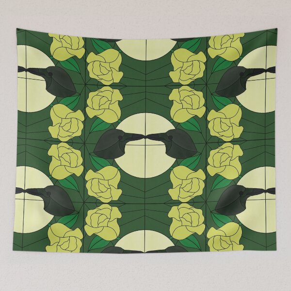 Item preview, Corvid Courting (yellow & green 2) designed and sold by PaganArtisan.