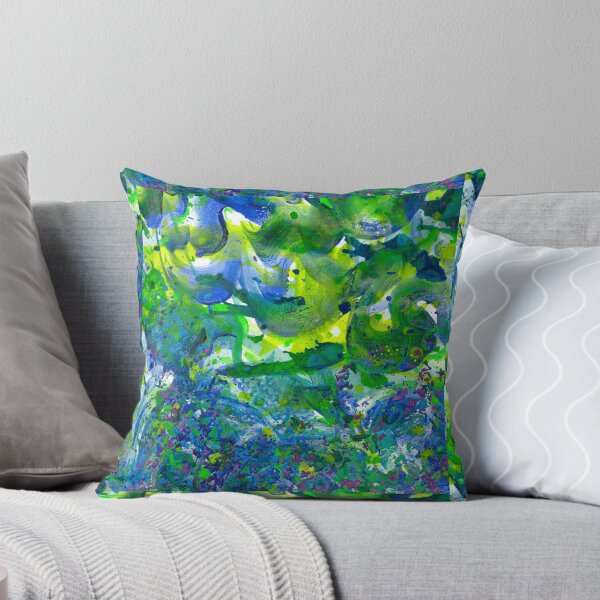 Item preview, Spiritual Guidance - The Birth Of My Art #121 Original Hand-painted Abstract Painting Detail 2 In Blue Green Purple Earth Tones Inspired By Gaia Mother Nature Spring Summer Rain Forest Aquatic Plants designed and sold by Rainbow Artist Orlando L.