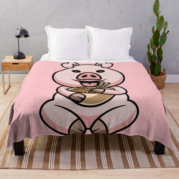 Item preview, Cute pig eating noodle cartoon illustration designed and sold by cubbone.