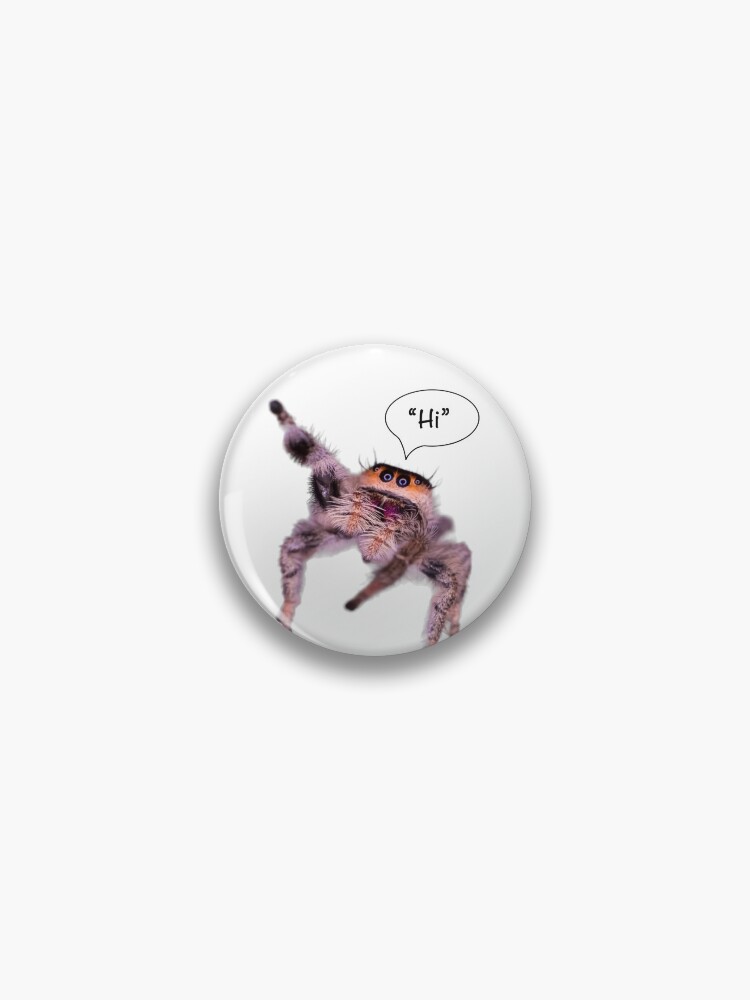 Thumbnail 1 of 3, Pin, Jumping Spider Saying “Hi” designed and sold by NaomiDoodeman.