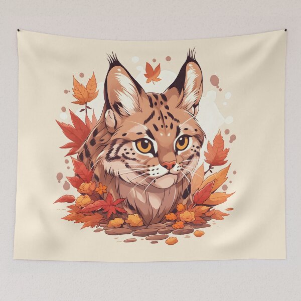 Item preview, Vigilant Bobcat Surrounded by Fall Leaves designed and sold by InkedBeasts.