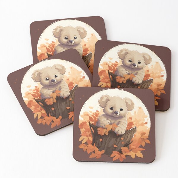 Item preview, Anime Koala on Stump Amidst Fall Leaves designed and sold by InkedBeasts.