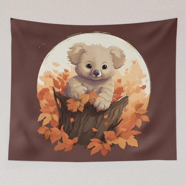 Item preview, Anime Koala on Stump Amidst Fall Leaves designed and sold by InkedBeasts.