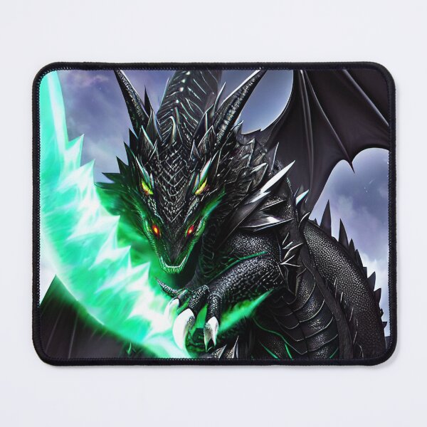 Aperçu de l'œuvre Dragon noir aux yeux verts créée et vendue par ebturner.