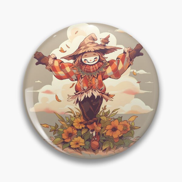 Item preview, Smiling Fall Scarecrow with Flowers designed and sold by InkedBeasts.