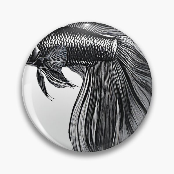Item preview, The artwork beautifully capture the graceful movement of a Betta fish using intricate ink lines in deep black. designed and sold by Best-Art-32.
