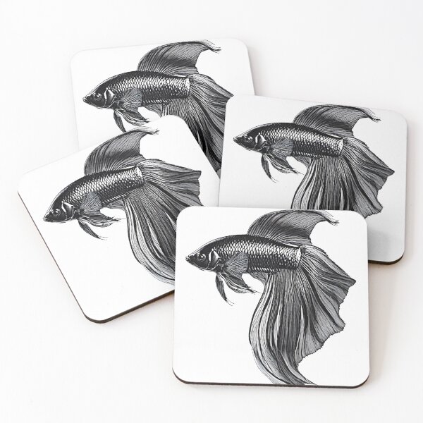 Item preview, The artwork beautifully capture the graceful movement of a Betta fish using intricate ink lines in deep black. designed and sold by Best-Art-32.