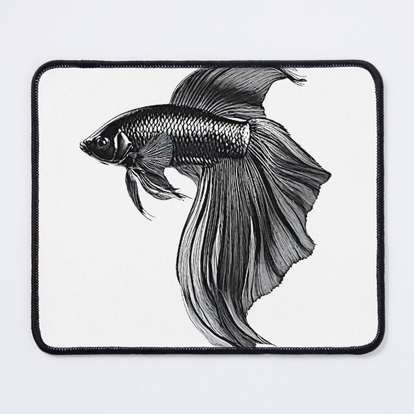 Item preview, The artwork beautifully capture the graceful movement of a Betta fish using intricate ink lines in deep black. designed and sold by Best-Art-32.