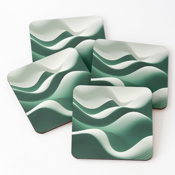 Item preview, Green & White 3D SoundScape: Abstract Geometric Layers designed and sold by PaintbrushPlace.