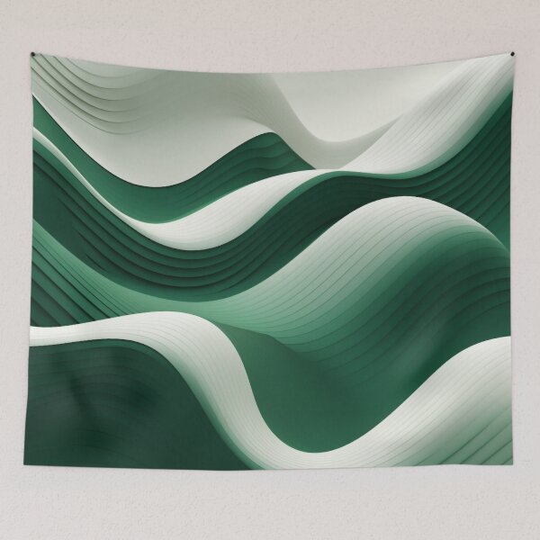 Item preview, Green & White 3D SoundScape: Abstract Geometric Layers designed and sold by PaintbrushPlace.