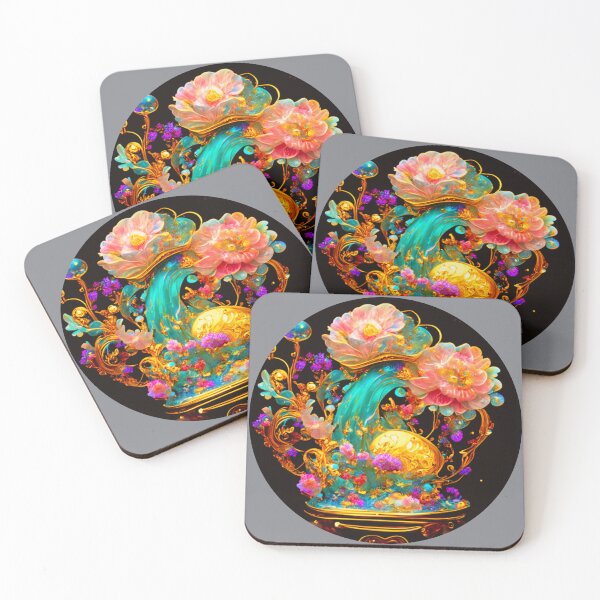Item preview, A mesmerizing floral in bright gold and vibrant shades. designed and sold by run-rotee.