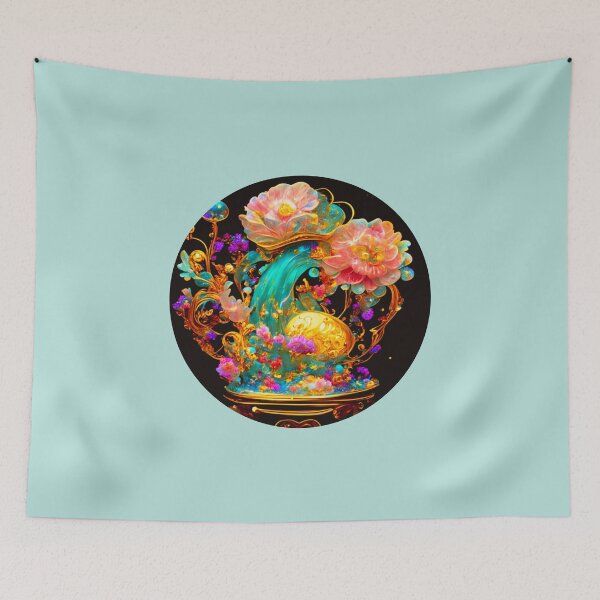 Item preview, A mesmerizing floral in bright gold and vibrant shades. designed and sold by run-rotee.