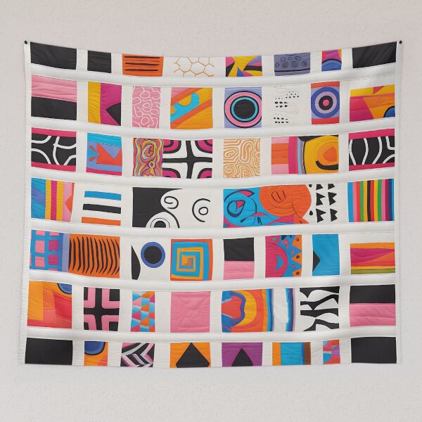 Item preview, African Quilt Style Abstract Black Line Art designed and sold by Cha-house.