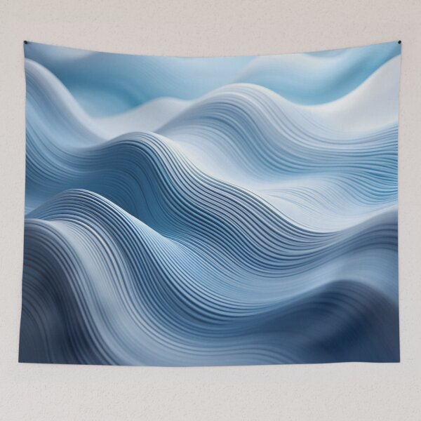 Item preview, Blue & White 3D Sound Waves: Minimalist Geometric Design designed and sold by PaintbrushPlace.