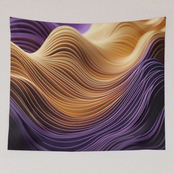 Item preview, 3D Sound Visualization: Geometric Layers in Purple & Yellow designed and sold by PaintbrushPlace.