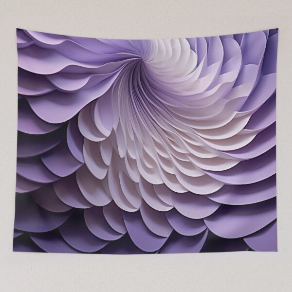 Item preview, 3D Chrysanthemum SoundScape: Geometric in White & Purple designed and sold by PaintbrushPlace.