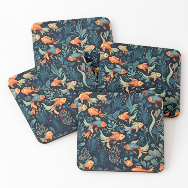 Item preview, Gold Fish Pattern - Green 1 designed and sold by HerMajusty.
